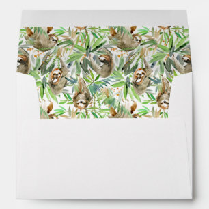 Tropical Watercolor Sloth Pattern Envelope