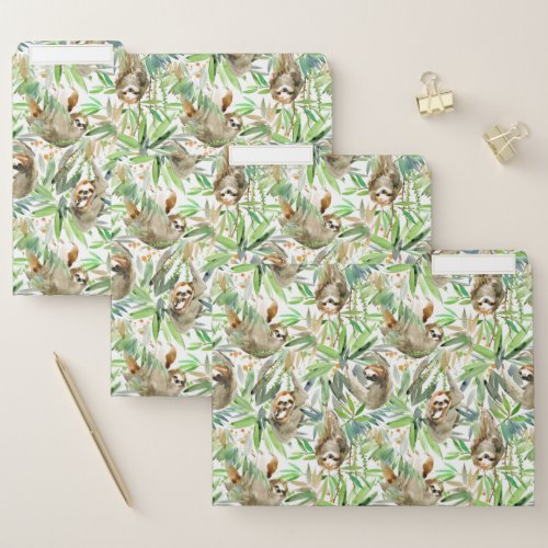 Tropical Watercolor Sloth Pattern File Folder