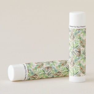 Tropical Watercolor Sloth Pattern Lip Balm