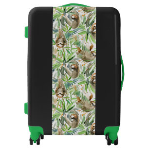 Tropical Watercolor Sloth Pattern Luggage