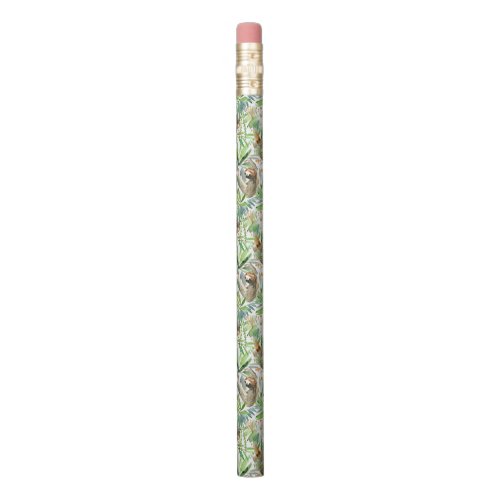 Tropical Watercolor Sloth Pattern Pencil