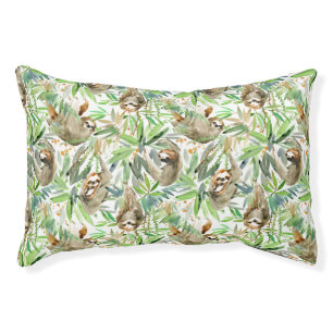 Tropical Watercolor Sloth Pattern Pet Bed