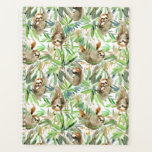 Tropical Watercolor Sloth Pattern Planner