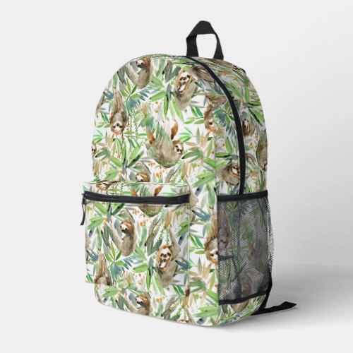 Tropical Watercolor Sloth Pattern Printed Backpack
