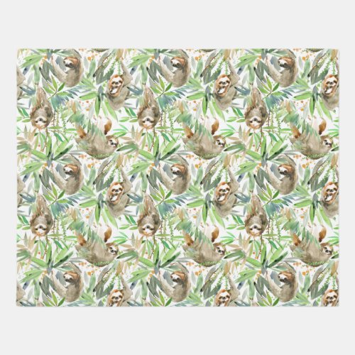 Tropical Watercolor Sloth Pattern Rug