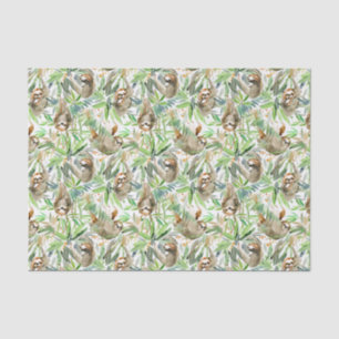 Tropical Watercolor Sloth Pattern Tissue Paper