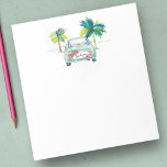 Tropical Watercolor Stationery Palm Trees Car Notepad<br><div class="desc">This thank you stationery notepad features a watercolor green car with palm trees. The words "Thank You" are set in trendy script typography on the license plate framed by hibiscus flowers and palm leaves. Perfect Florida wedding thank you, sending messages for friends or palm beach notes. To see more watercolor...</div>