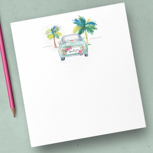 Tropical Watercolor Stationery Palm Trees Car Notepad