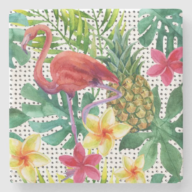 Tropical Watercolor Stone Coaster (Front)