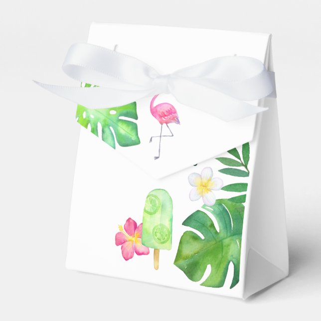 Tropical Watercolor Summer Party Favor Boxes (Front Side)
