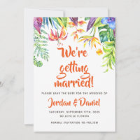 Tropical Watercolor Summer Wedding Save the Date
