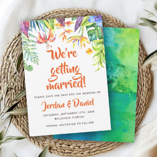 Tropical Watercolor Summer Wedding Save the Date