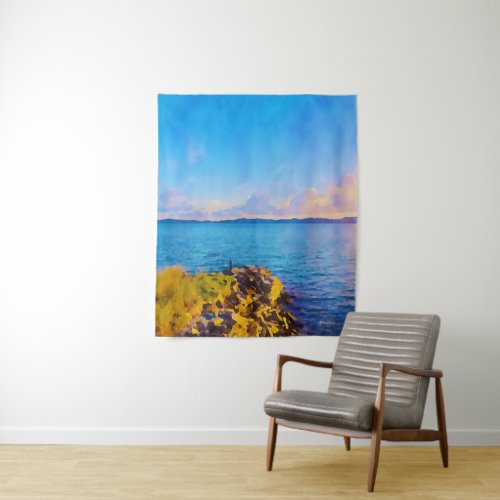 Tropical Watercolor Sunlight at Hidden Beach Tapestry