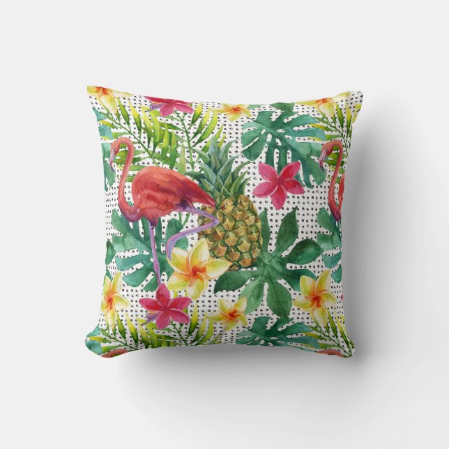 Tropical Watercolor Throw Pillow (Front)