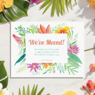 Tropical Watercolor We’ve Moved Announcement Postcard