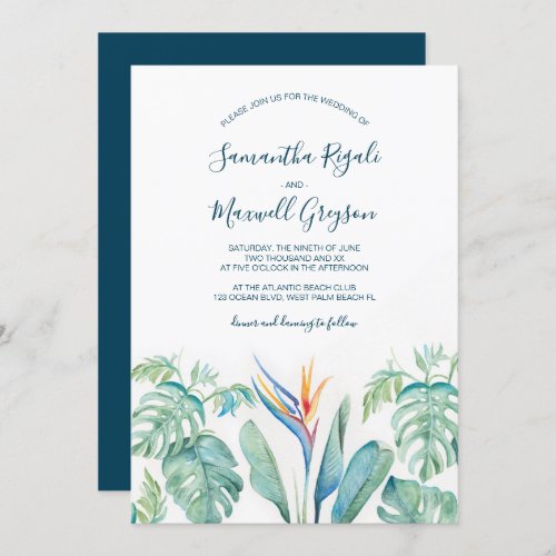 Tropical Watercolor Wedding Invitation