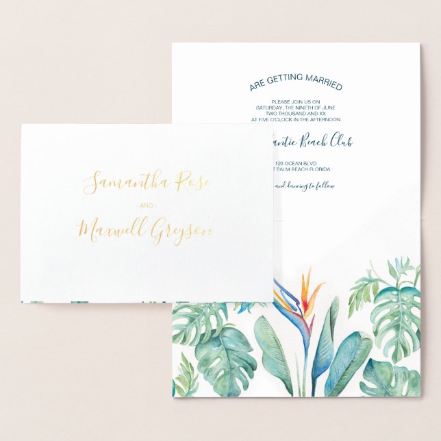 Tropical Watercolor Wedding Invitation Foil (Display)