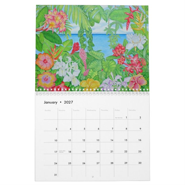 Tropical Watercolors Calendar (Jan 2027)