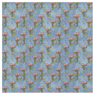 Tropical Watercolors of Flamingos Repeat Print Fabric
