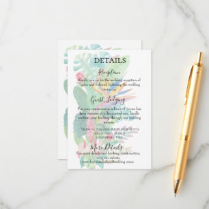Tropical watercolour exotic botanical foliage enclosure card