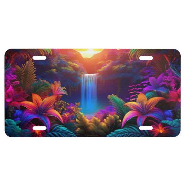 Tropical Waterfall License Plate (Front)