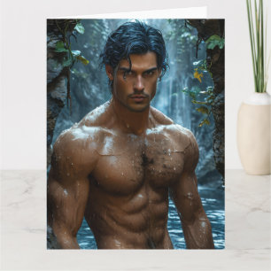 Tropical Waterfall Man Card