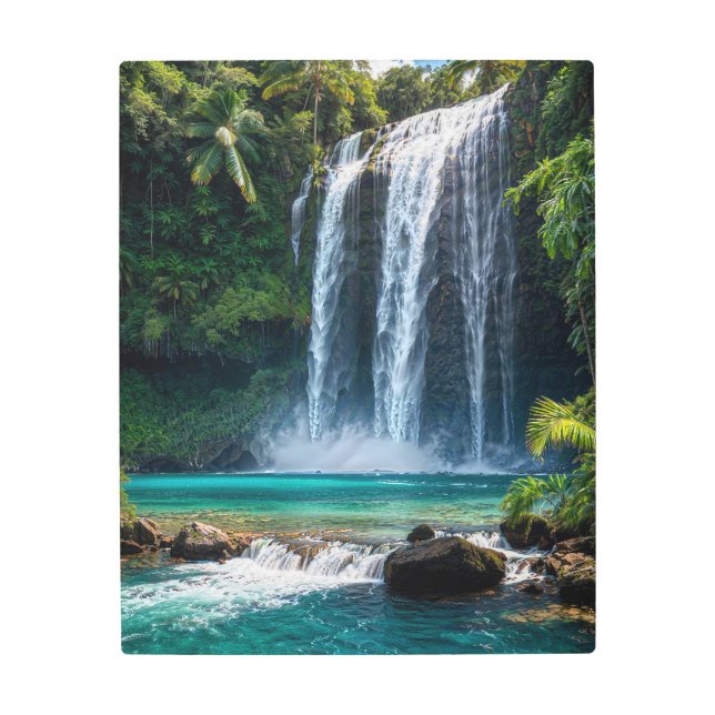 Tropical Waterfall Metal Print (Front)