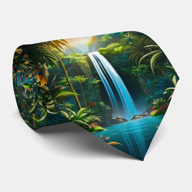 Tropical Waterfall Neck Tie (Rolled)