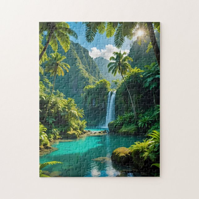Tropical Waterfall Paradise Jigsaw Puzzle (Vertical)