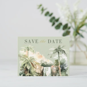 Tropical Waterfall Wedding Save the Date  Announcement Postcard