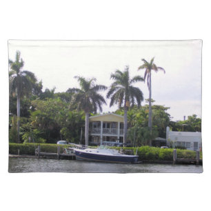 Tropical Waterfront Palm Retreat Design Cloth Placemat