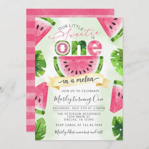 Tropical Watermelon 1st Birthday Party Invitation