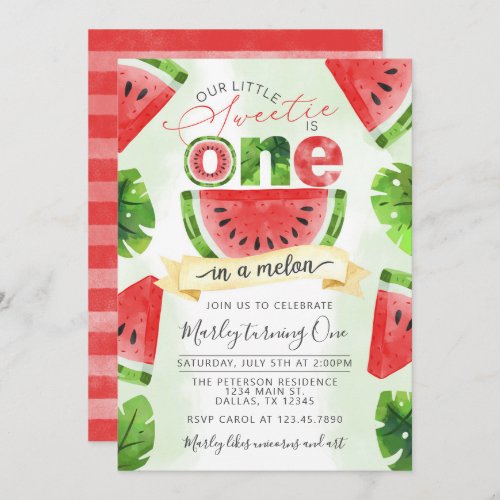 Tropical Watermelon 1st Birthday Party Invitation