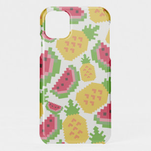 Tropical Watermelon and Pineapple Pixel Pattern iPhone 11 Case