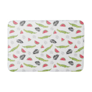 Tropical Watermelon & Crocodile Pattern Bathroom Mat