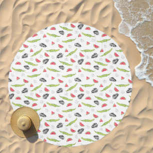 Tropical Watermelon & Crocodile Pattern Beach Towel