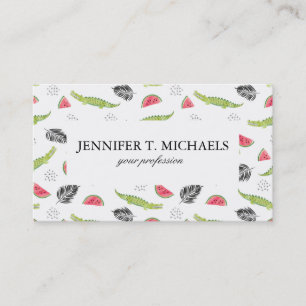 Tropical Watermelon & Crocodile Pattern Business Card