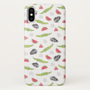 Tropical Watermelon & Crocodile Pattern iPhone X Case