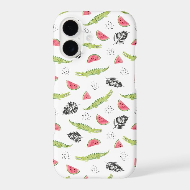 Tropical Watermelon & Crocodile Pattern Iphone Case (Back)