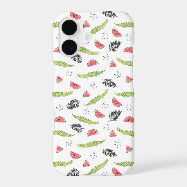 Tropical Watermelon & Crocodile Pattern Iphone Case (Back)