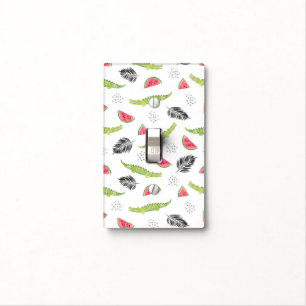 Tropical Watermelon & Crocodile Pattern Light Switch Cover