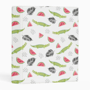 Tropical Watermelon & Crocodile Pattern Mini Binder