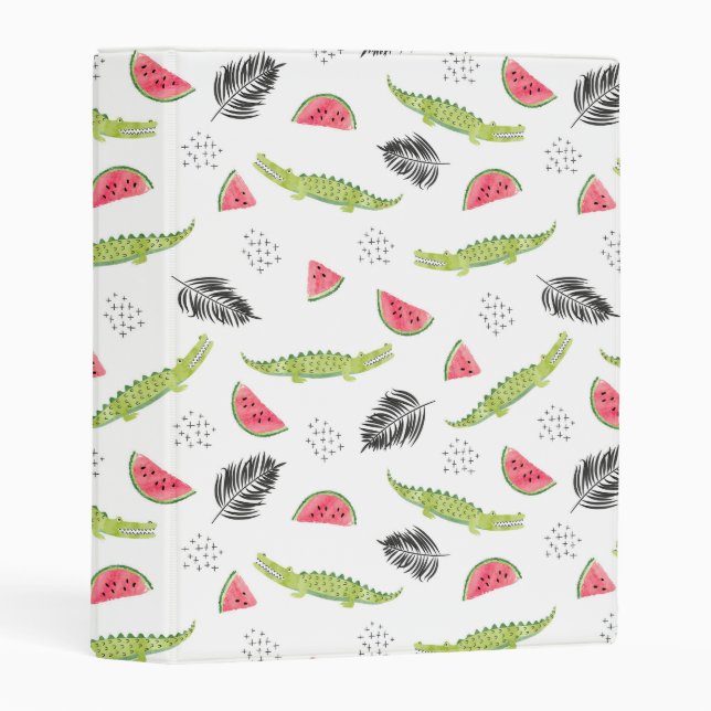 Tropical Watermelon & Crocodile Pattern Mini Binder (Front/Spine)