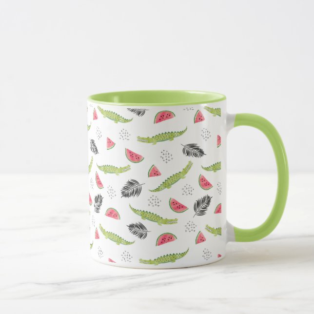 Tropical Watermelon & Crocodile Pattern Mug (Right)