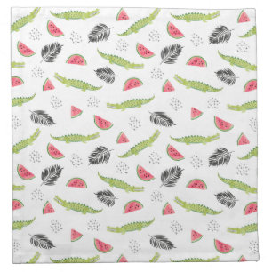 Tropical Watermelon & Crocodile Pattern Napkin