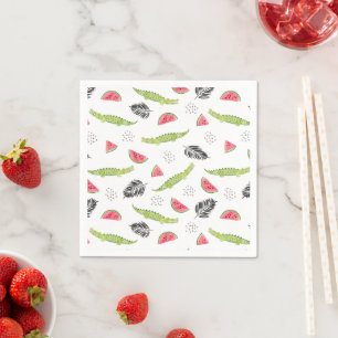 Tropical Watermelon & Crocodile Pattern Napkins