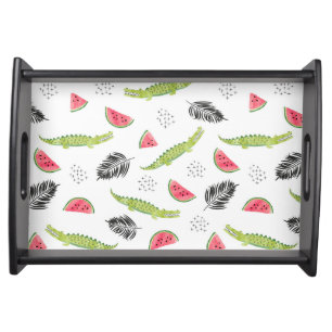 Tropical Watermelon & Crocodile Pattern Serving Tray