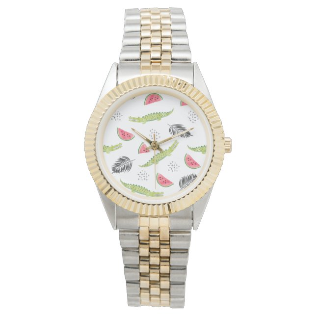 Tropical Watermelon & Crocodile Pattern Watch (Front)