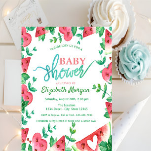 Tropical Watermelon Green Baby Shower Invitation