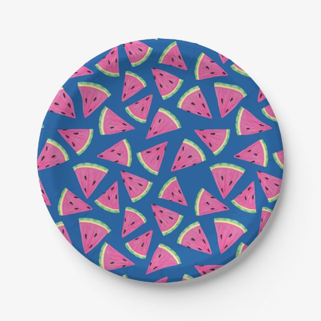 Tropical watermelon pattern paper plates (Front)